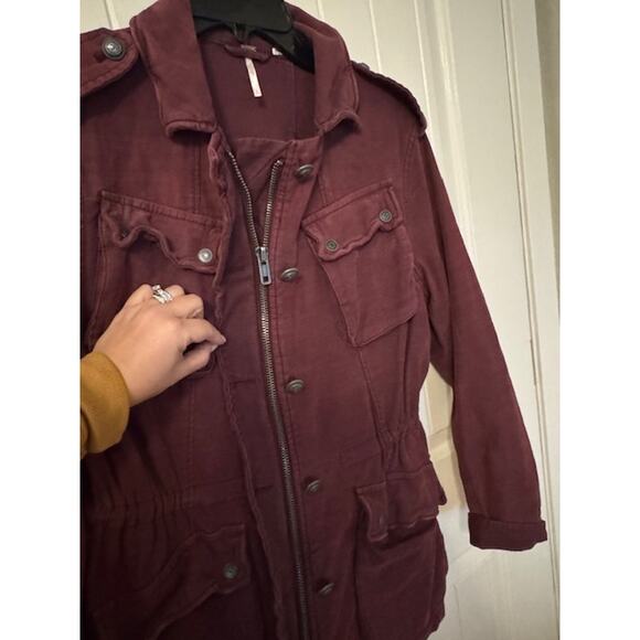 Free People Not Your Brother's Surplus Military Long Burgundy Jacket S - Picture 7 of 9